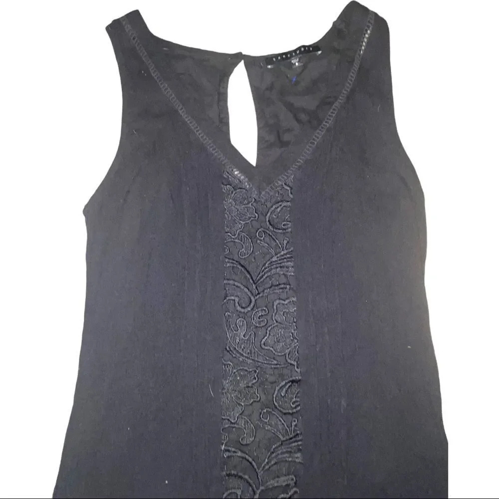 Sanctuary Black Gauze & Lace Boho lined Sleeveless Shift style Dress - Picture 2 of 4